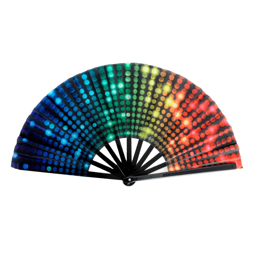 Giant Rainbow Printed Lights Fan Mardi Gras Accessory