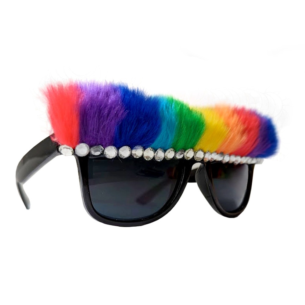 Rainbow Party Glasses with Diamantes Mardi Gras Accessory