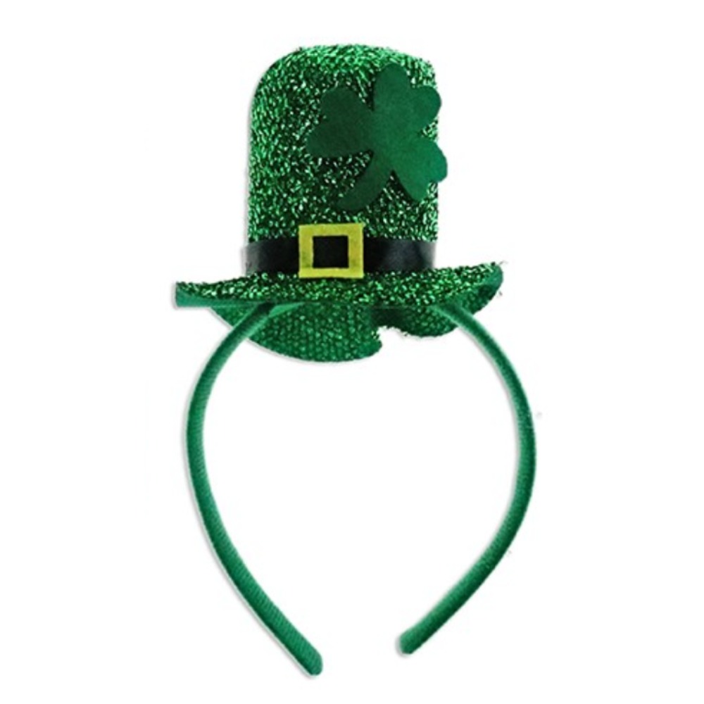 St Patrick's Day Headband Glitter Design with Green Shamrock