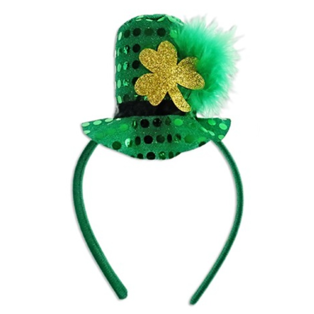 St Patrick's Day Headband Sequin Desing with Gold Shamrock