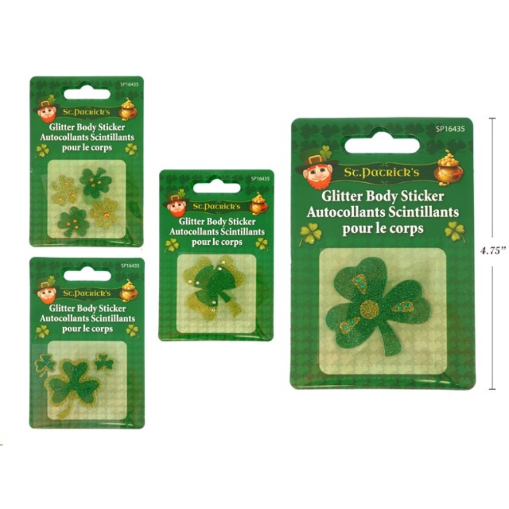 St Patrick's Day Shamrock Glitter Body Sticker St Patty's Accessories