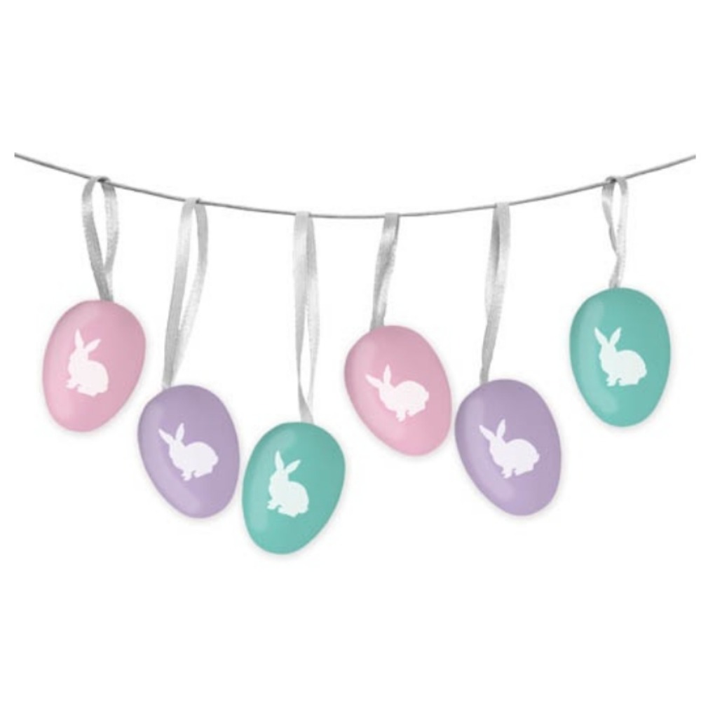 pcs Easter Decoration Hanging Eggs Pastel Colour with Bunny Print