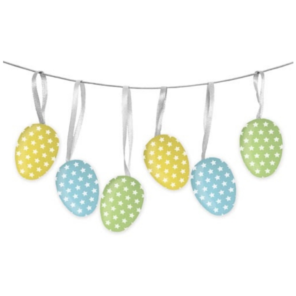 pcs Easter Decoration Hanging Eggs Pastel Colour with Star Print