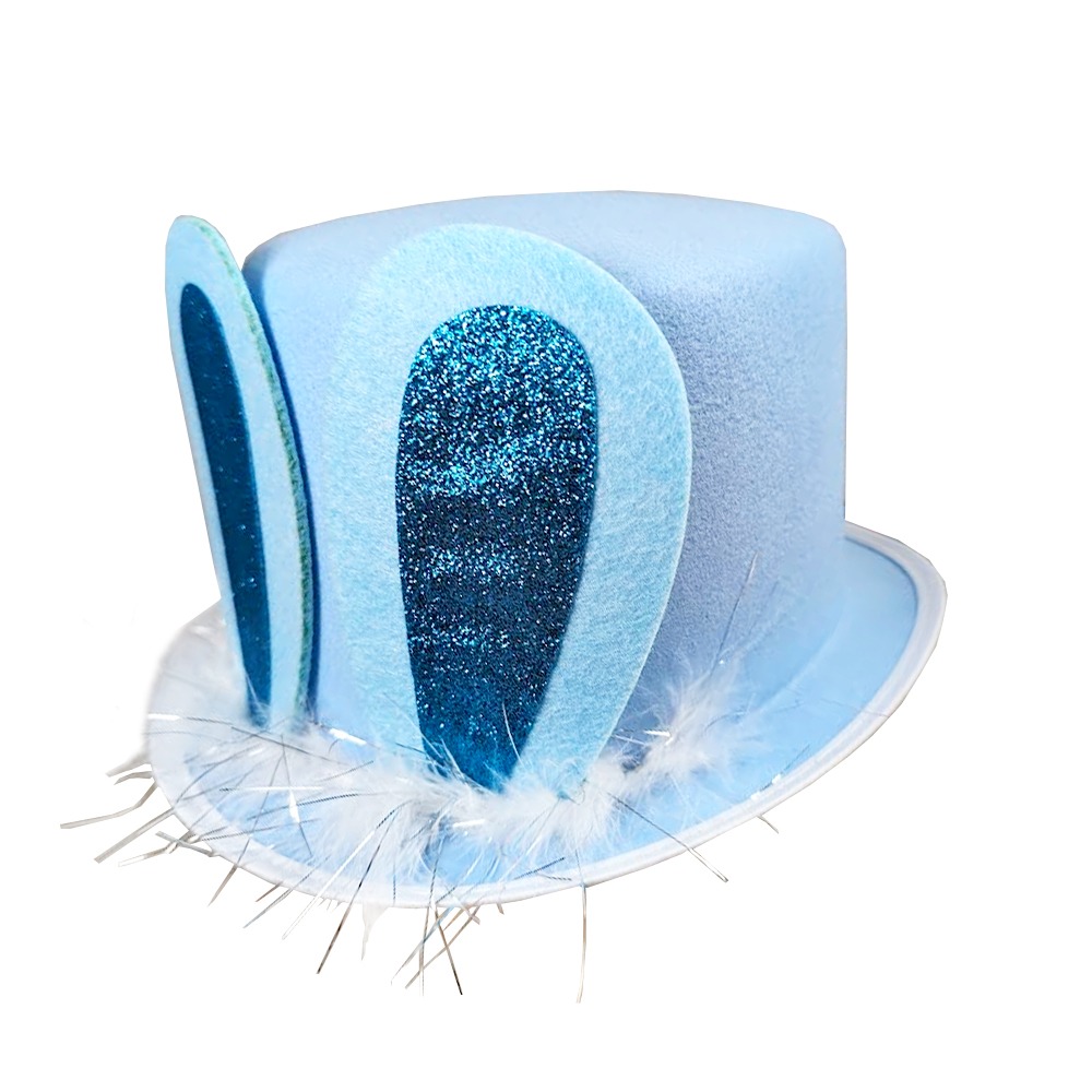 Children Easter Blue Top Hat with Glitter Bunny Ears