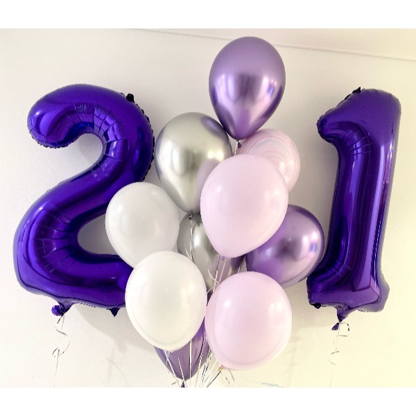 Purple st with Chrome Balloon Bouquet