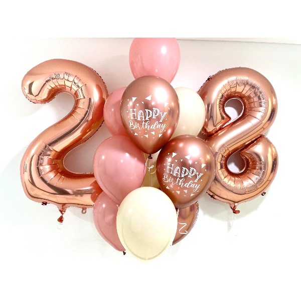 Rose Gold th Birthday with Chrome Birthday Latex Balloon Bouquet