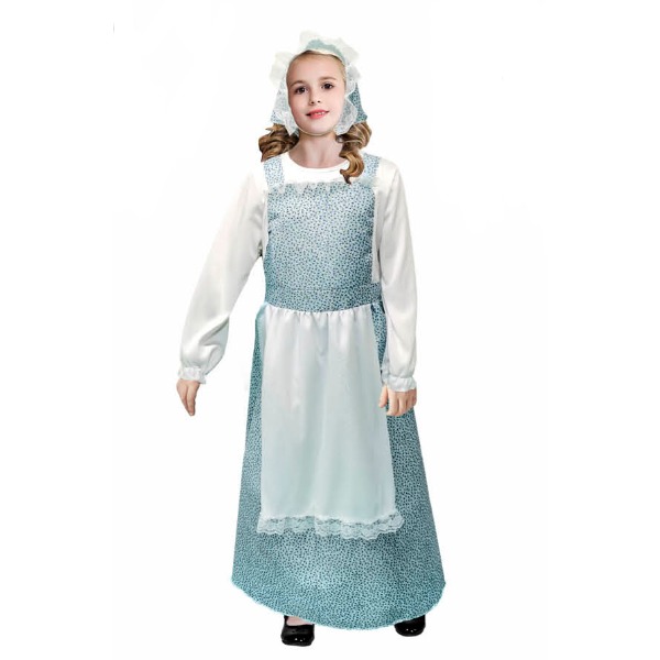Children Blue Pioneer Maid Costume Days of School Dress UP